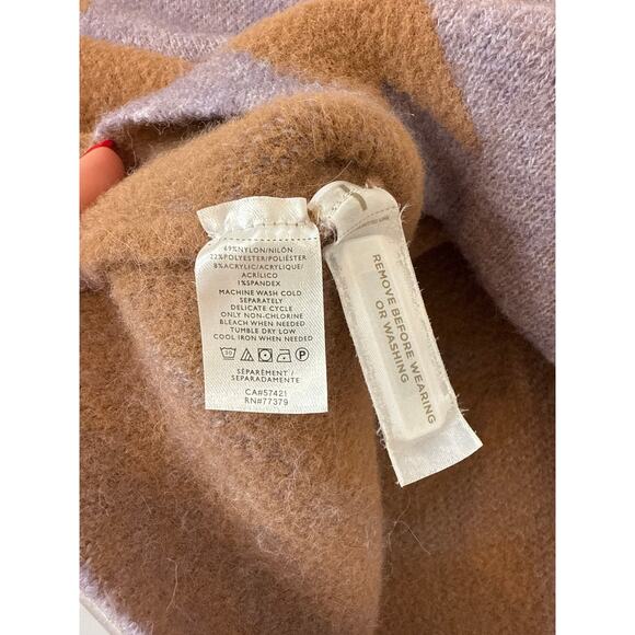 Ann Taylor Houndstooth Jacquard Mock Neck Sweater Brown Pullover Womens Size XS - Picture 7 of 7